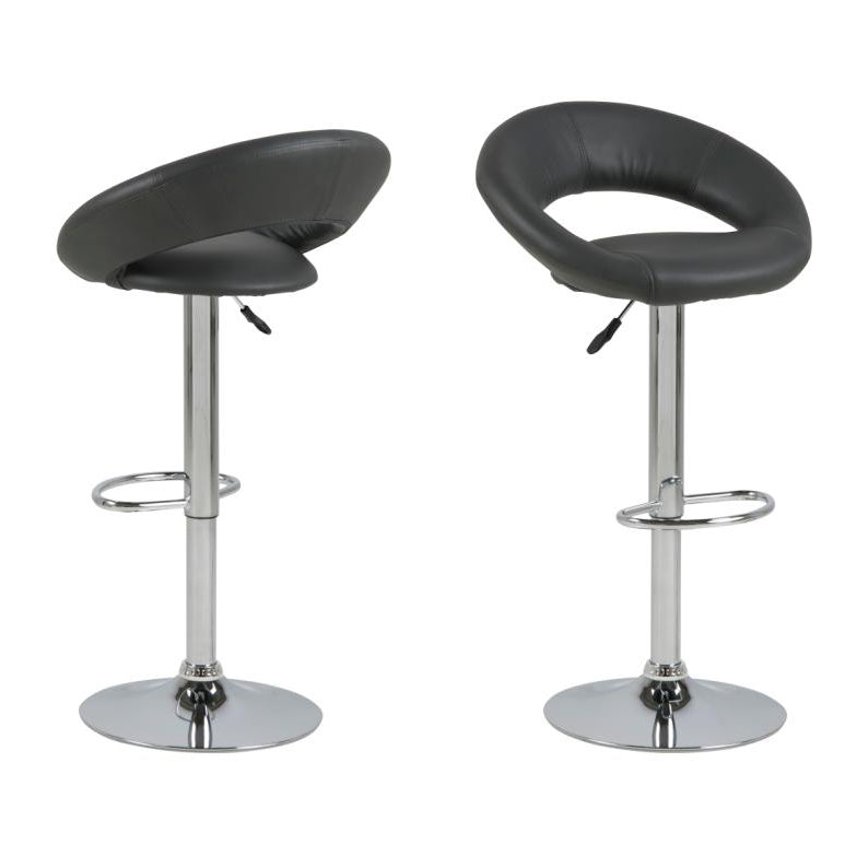 Plump Designer Grey Bar Stool With Comfort Backrest, Chrome Base And Height Adjustment, 1 pc