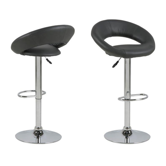 Plump Designer Grey Bar Stool With Comfort Backrest, Chrome Base And Height Adjustment, 1 pc