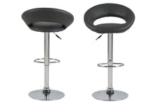 Load image into Gallery viewer, Plump Designer Grey Bar Stool With Comfort Backrest, Chrome Base And Height Adjustment, 1 pc

