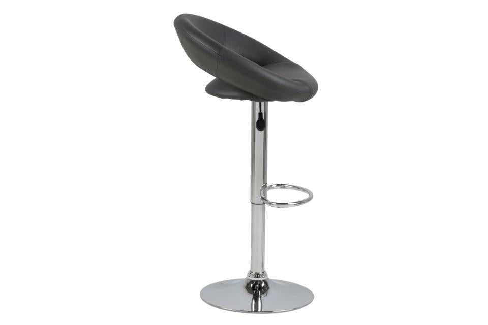 Plump Designer Grey Bar Stool With Comfort Backrest, Chrome Base And Height Adjustment, 1 pc