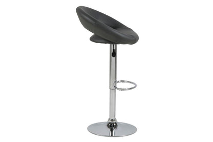 Plump Designer Grey Bar Stool With Comfort Backrest, Chrome Base And Height Adjustment, 1 pc