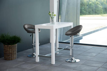 Plump Designer Grey Bar Stool With Comfort Backrest, Chrome Base And Height Adjustment, 1 pc