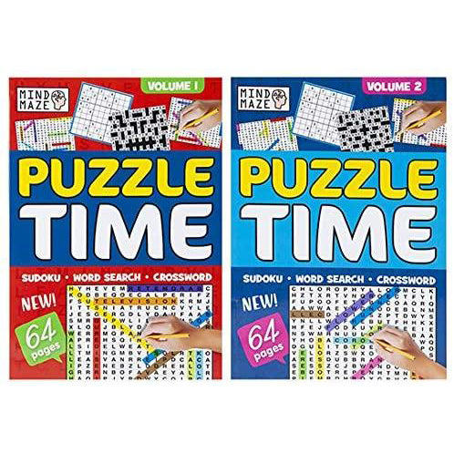 Puzzle Book A5 Compilation With Sudoku Wordsearch Crossword Etc Vol 1 Or 2 with Free Pen