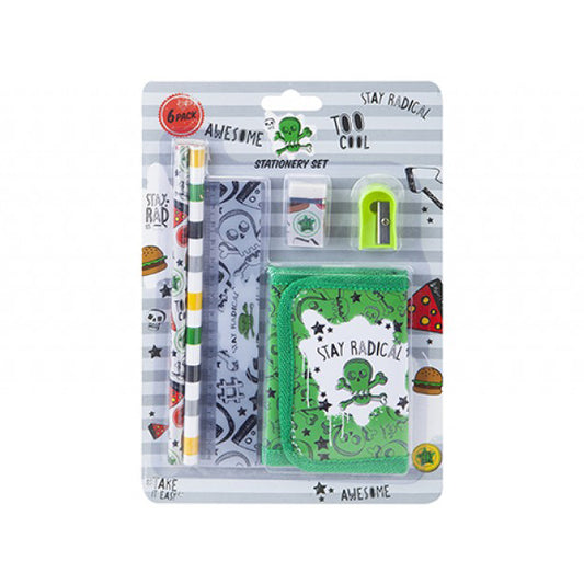 Stay Rad Hype Squad Graffiti Stationery Set - Wallet, Ruler, Sharpener, Pencils, and Eraser