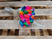 Load image into Gallery viewer, Bouquet Of 24 Mixed Bright Two Tone Wooden Roses - Rainbow Ombre
