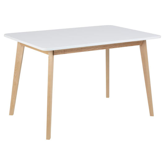 Raven White Wooden Rectangular Dining Table Contrasting Design 6 Seats 120x80x76