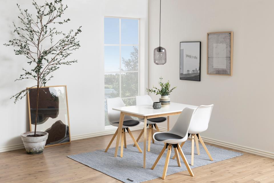 Raven White Wooden Rectangular Dining Table Contrasting Design 6 Seats 120x80x76