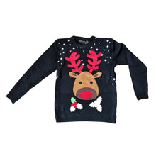 Load image into Gallery viewer, Christmas Jumper with Large Plush Reindeer Face Novelty Xmas Sweater, Unisex 3 Sizes
