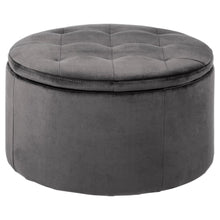 Load image into Gallery viewer, Soft Touch Large Spacious Retina Boudoir Ottoman In Dark Grey, Quality Round Storage 60x35cm
