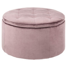 Load image into Gallery viewer, Spacious Soft Touch Large Retina Boudoir Ottoman In Dusty Rose Pink, Quality Round Storage 60x35cm
