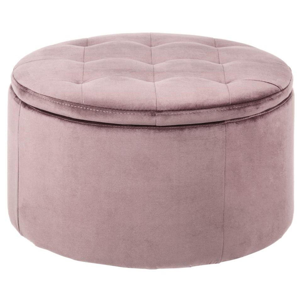 Spacious Soft Touch Large Retina Boudoir Ottoman In Dusty Rose Pink, Quality Round Storage 60x35cm