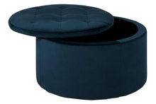 Load image into Gallery viewer, Spacious Soft Touch Large Retina Boudoir Ottoman In Navy Blue, Quality Round Storage 60x35cm
