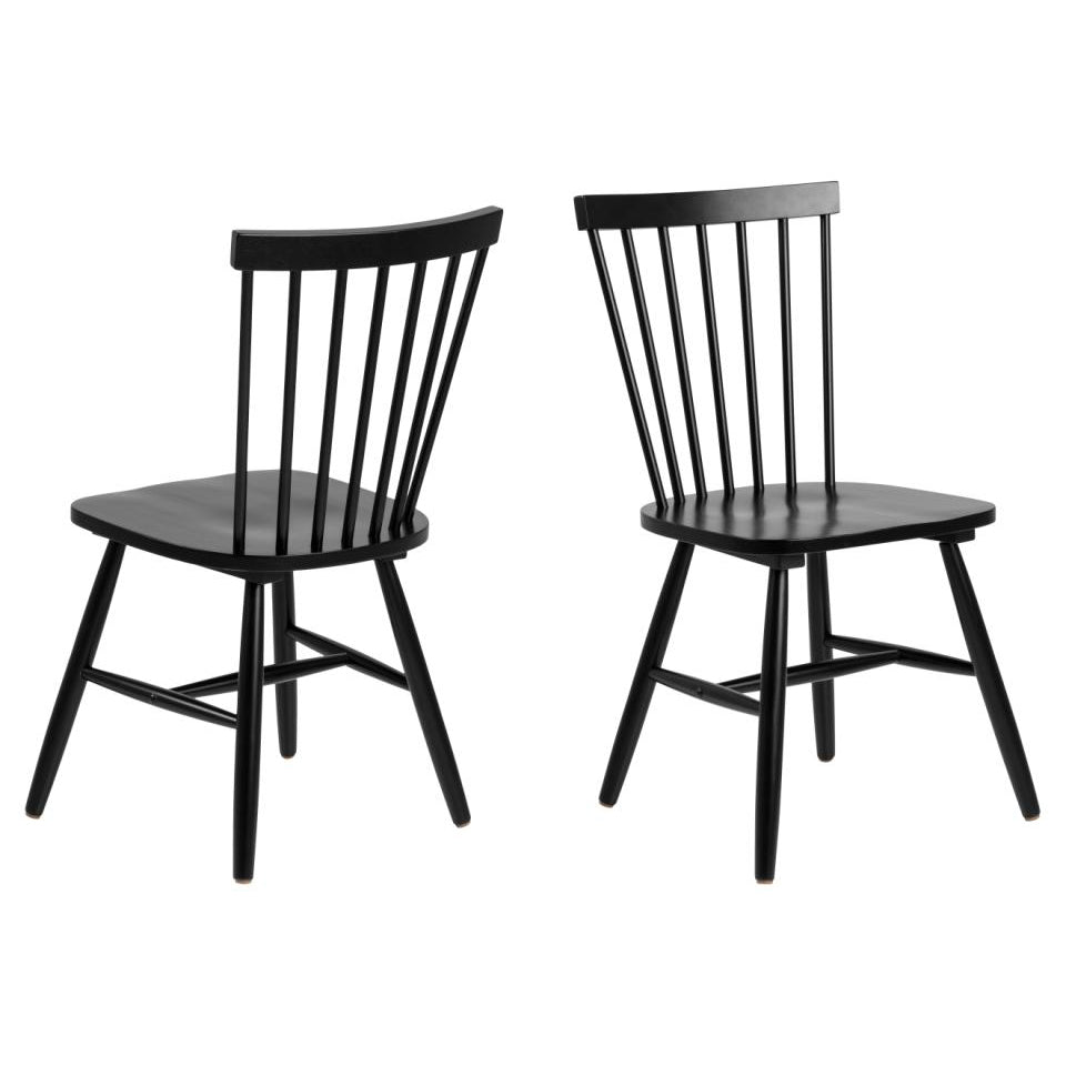 Riano Black Dining Chair With Wide Base And High Back, Set Of 2 Chairs