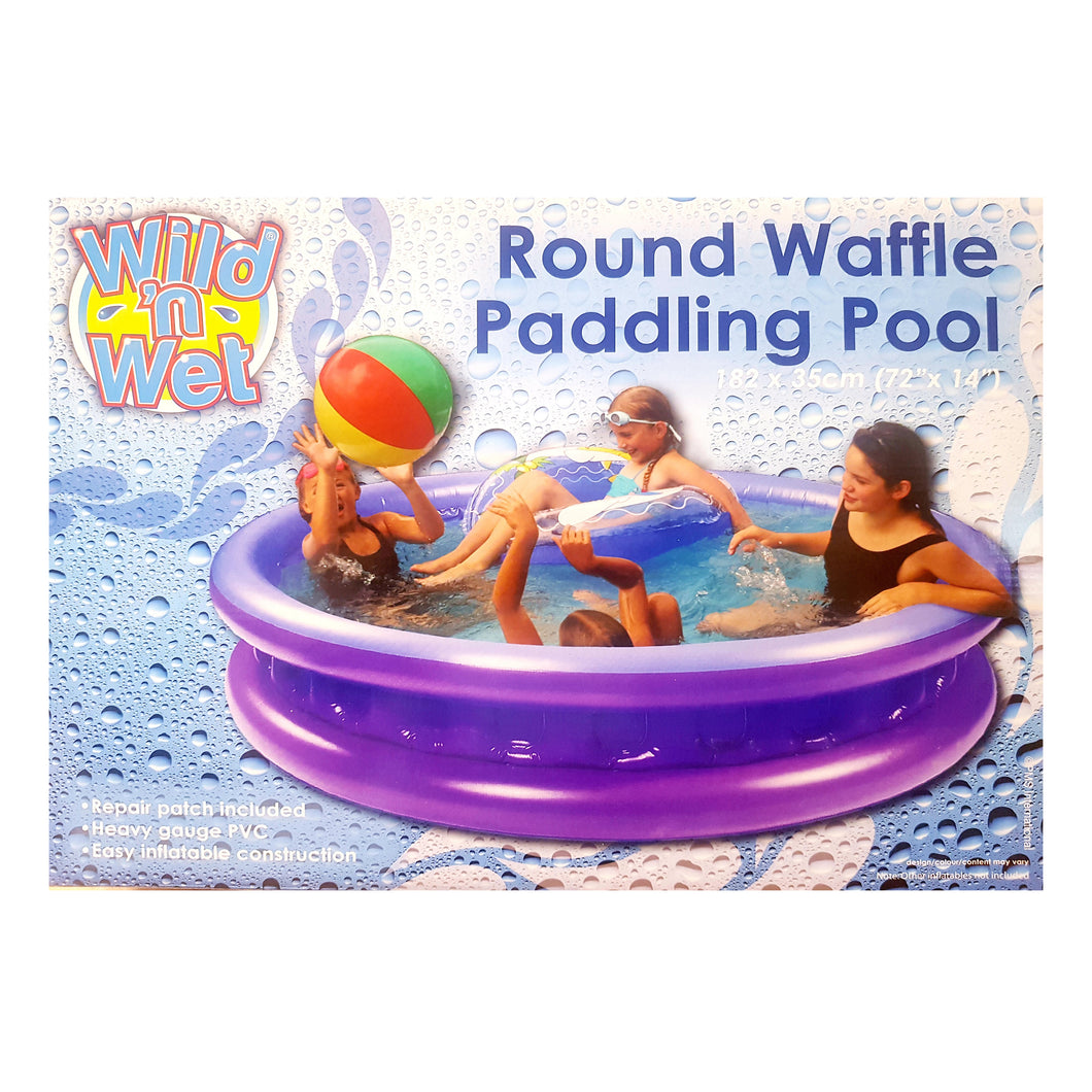 Round Waffle Paddling Pool Heavy Gauge PVC 72x14 Inch 182 x 35cm