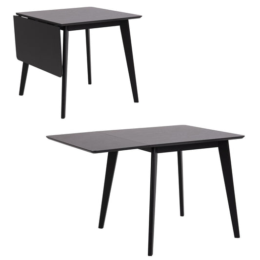 Roxby Square Space Saving Dining Table Black 80/120x80x76 cm 2/6 Seats