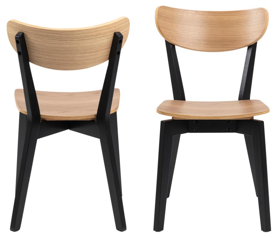Roxby Dining Chair, Curved Wood Set Of 2, Black Oak Design in stock now
