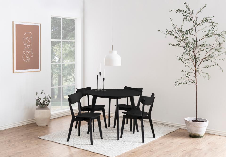 Roxby Round Oak Stained Black Dining Table 105cm Designer Furniture Range