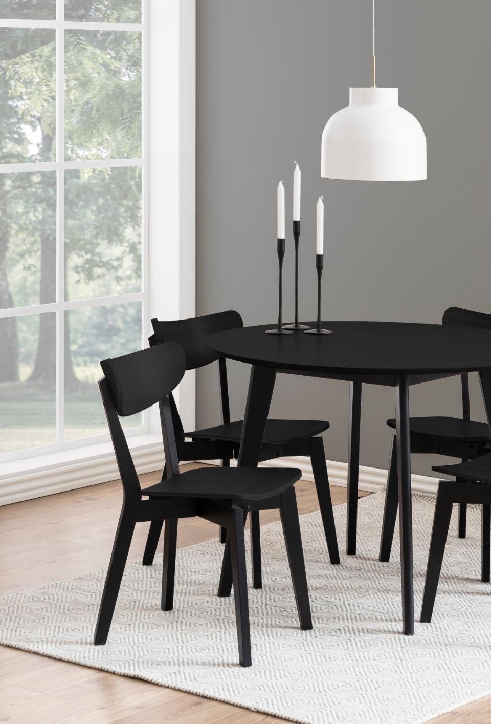 Roxby Round Oak Stained Black Dining Table 105cm Designer Furniture Range