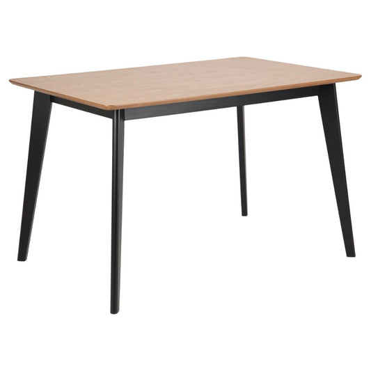 Roxby Rectangle Oak Veneer Dining Table Stylish Black Base 120 x 80