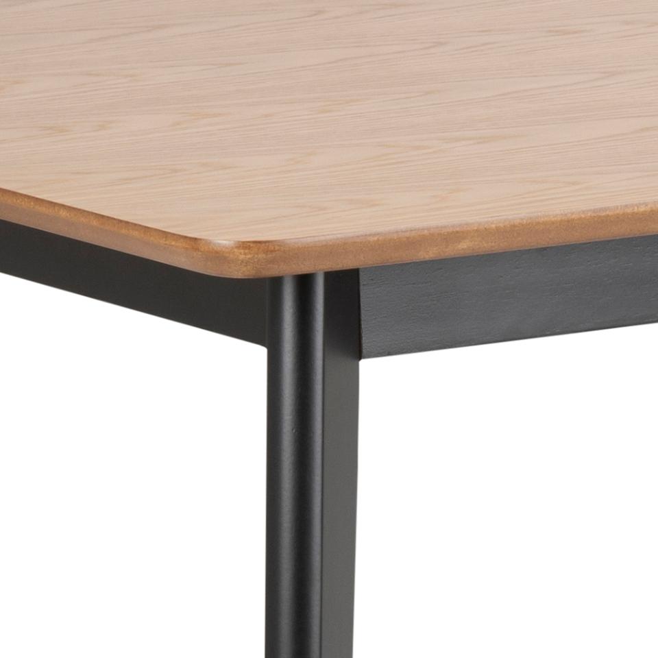 Roxby Rectangle Oak Veneer Dining Table Stylish Black Base 120 x 80