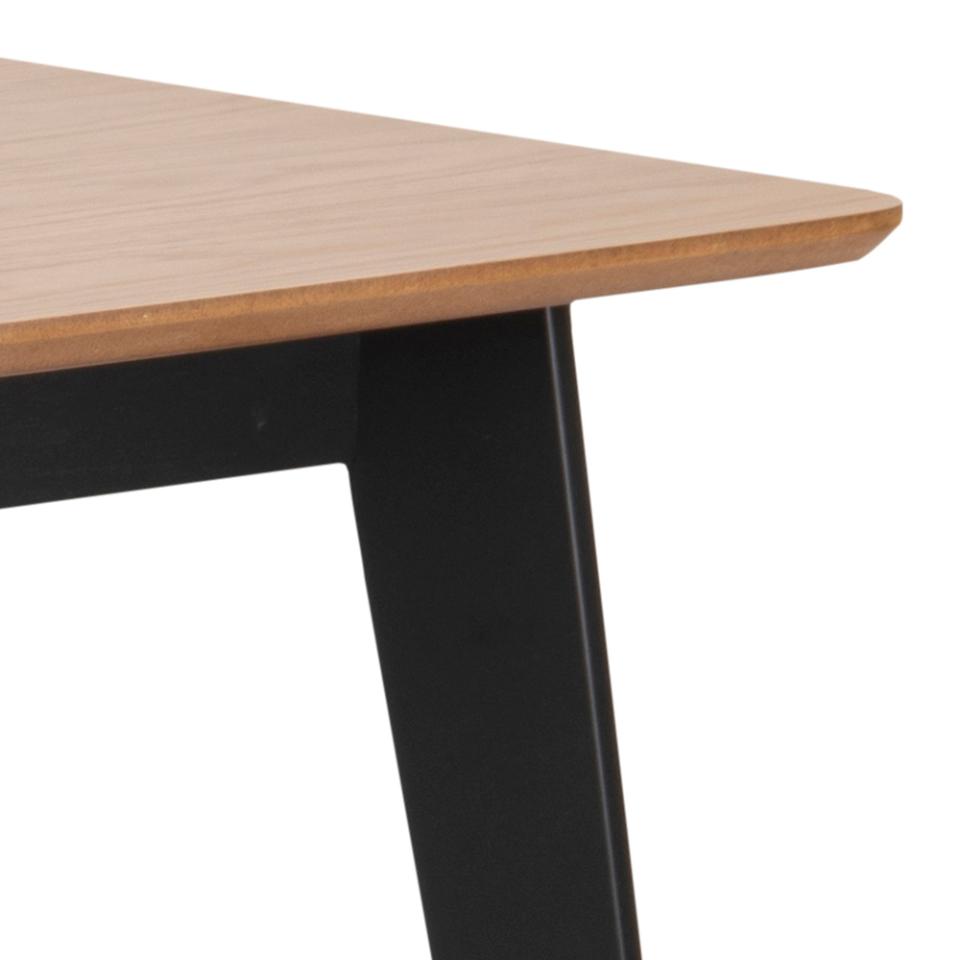 Roxby Rectangle Oak Veneer Dining Table Stylish Black Base 120 x 80