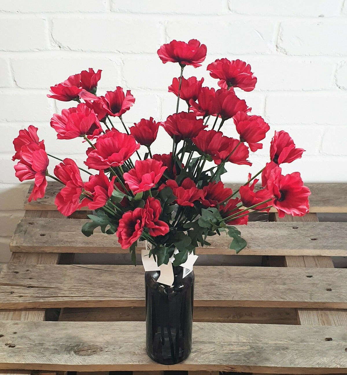 10 Red Remembrance Day Poppy Spray Stems 45cm Artificial Flowers 40 Flower Heads Wild Poppies
