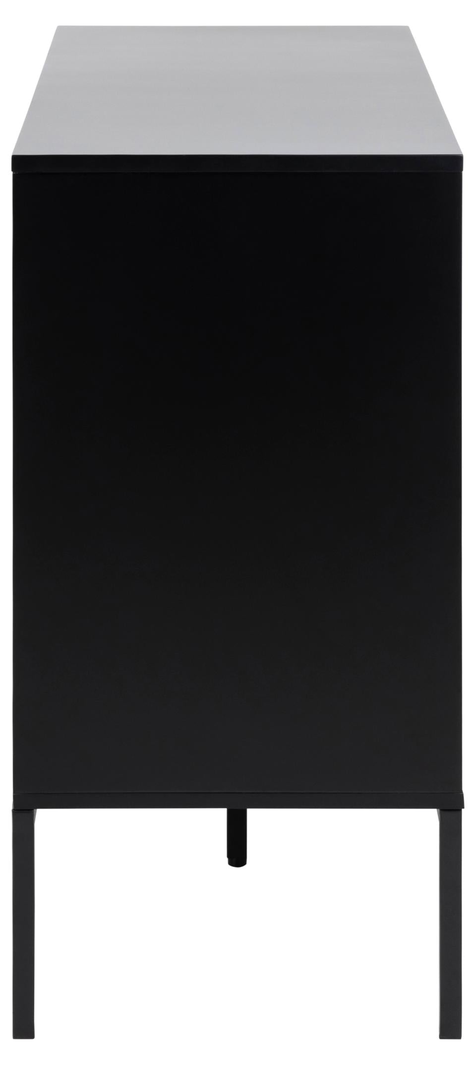 Seaford Oak Sideboard Elegant Cabinet With Black Top, 1 Door, 3 Drawers 120x40x82cm