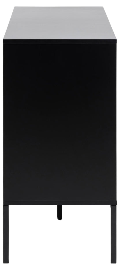 Seaford Oak Sideboard Elegant Cabinet With Black Top, 1 Door, 3 Drawers 120x40x82cm