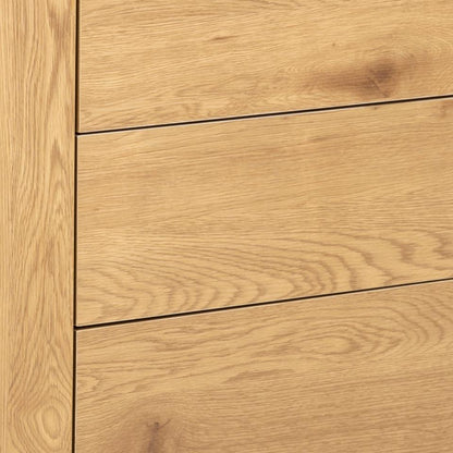 Seaford Oak Sideboard Elegant Cabinet With Black Top, 1 Door, 3 Drawers 120x40x82cm