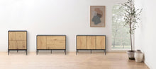 Load image into Gallery viewer, Seaford Oak Sideboard Smart Modern Cabinet With Black Top, 3 Doors And 2 Drawers 80x40x103cm
