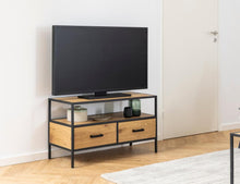 Load image into Gallery viewer, Seaford TV Unit With 2 Drawers And Shelf In Oak 90x35x50cm
