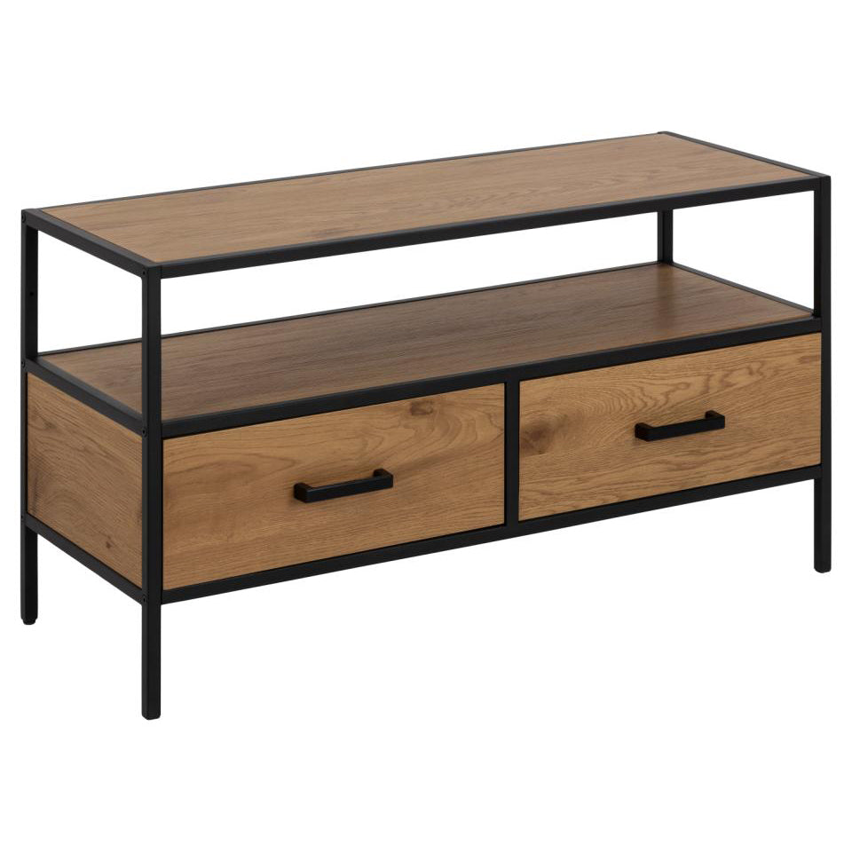 Seaford TV Unit With 2 Drawers And Shelf In Oak 90x35x50cm