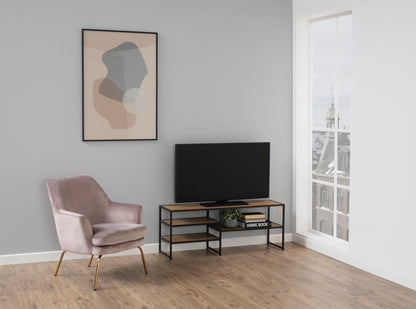 Seaford TV Shelving Unit With 3 Shelves In Oak 120x33x46cm