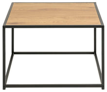 Load image into Gallery viewer, Seaford Square Coffee Table With Oak Top And Black Metal Frame 60cm
