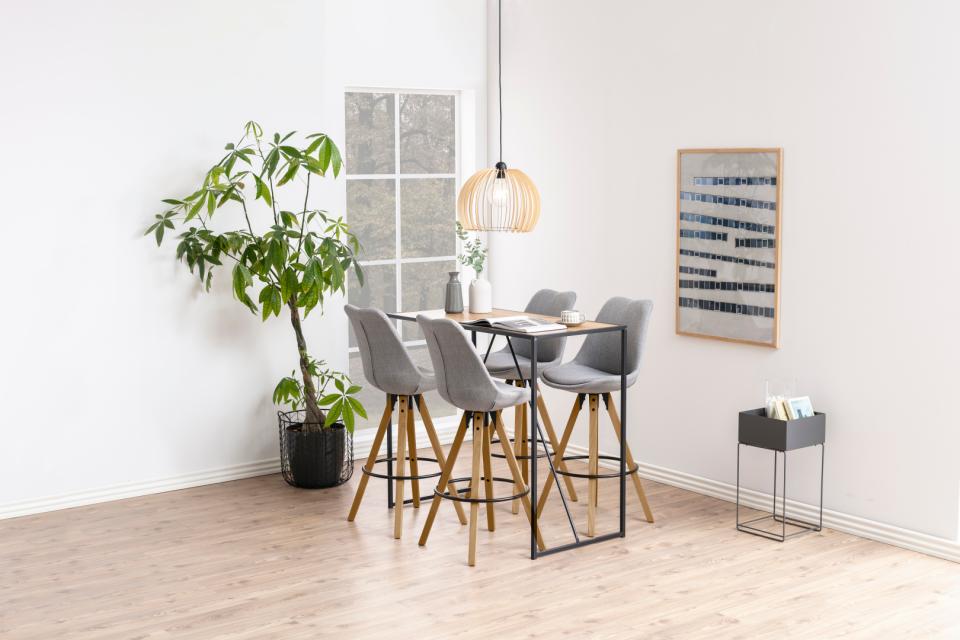 Seaford Bar Table With Oak Top And Black Metal Base  120x60x105cm