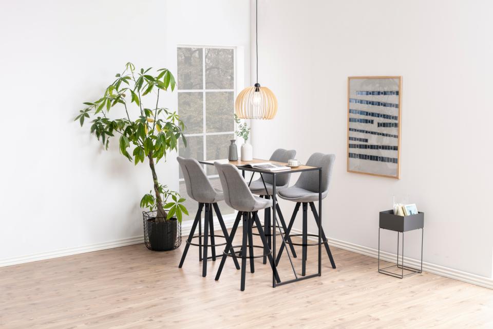 Seaford Bar Table With Oak Top And Black Metal Base  120x60x105cm