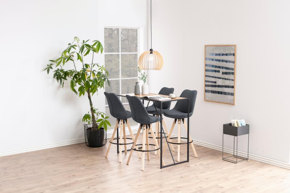 Seaford Bar Table With Oak Top And Black Metal Base  120x60x105cm