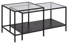 Load image into Gallery viewer, Seaford Coffee Table With Modern Glass Top And Black Metal Frame 90x55x50
