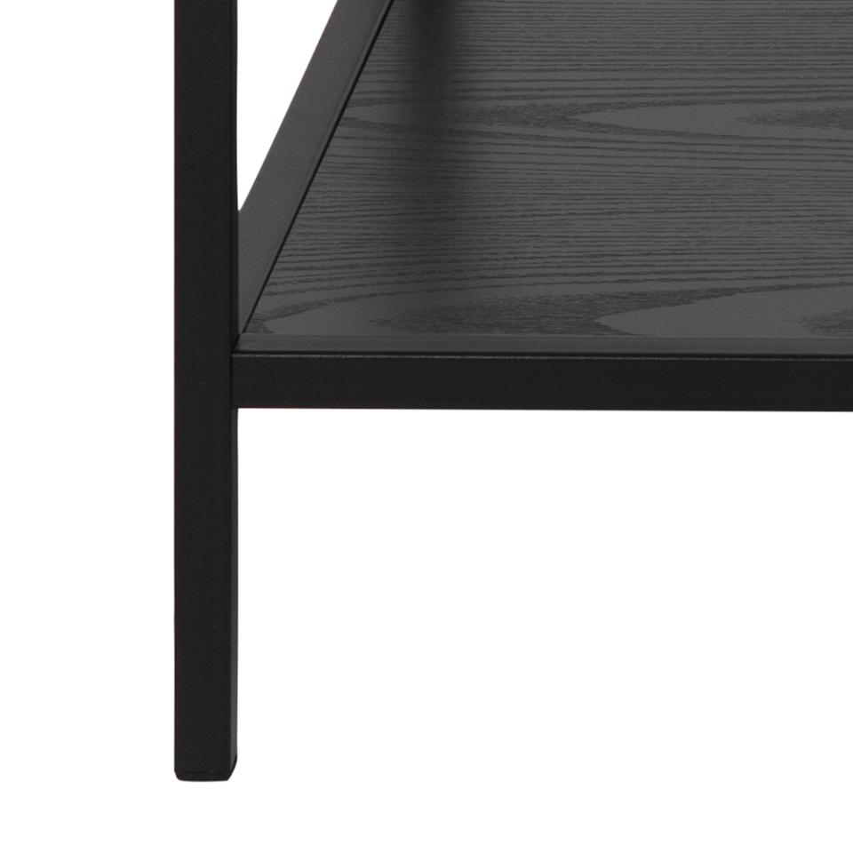 Seaford Coffee Table With Modern Glass Top And Black Metal Frame 90x55x50
