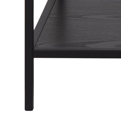 Seaford Coffee Table With Modern Glass Top And Black Metal Frame 90x55x50