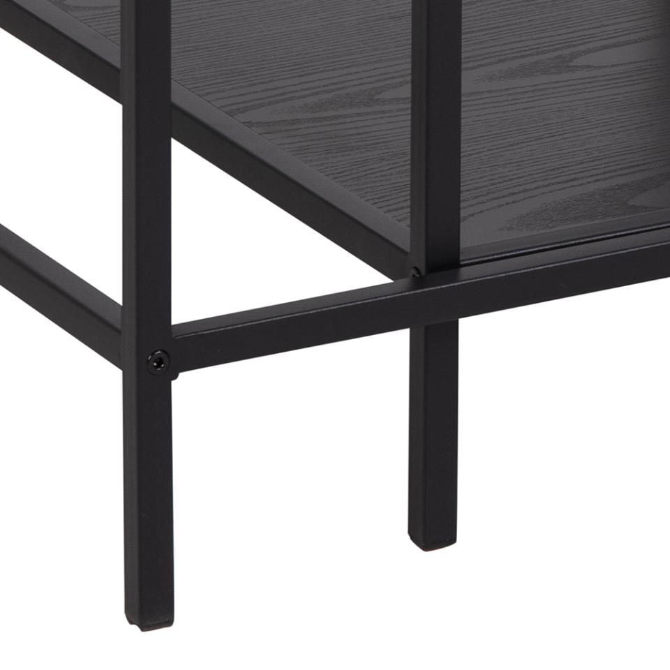 Seaford Coffee Table With Modern Glass Top And Black Metal Frame 90x55x50