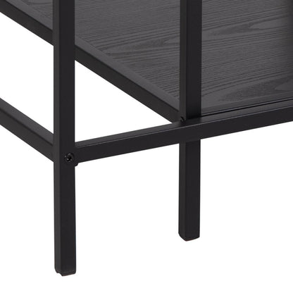 Seaford Coffee Table With Modern Glass Top And Black Metal Frame 90x55x50