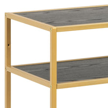 Load image into Gallery viewer, Elegant Seaford Console Table With Black Shelves And Gold Frame 100x60x105cm
