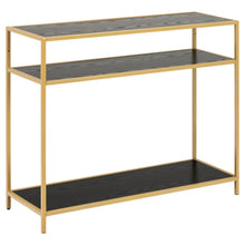 Load image into Gallery viewer, Elegant Seaford Console Table With Black Shelves And Gold Frame 100x60x105cm
