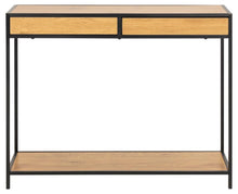 Load image into Gallery viewer, 2 Drawer Luxury Seaford Console Table Shelf Storage Unit In Brown Oak 100x35x79cm
