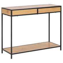 Load image into Gallery viewer, 2 Drawer Luxury Seaford Console Table Shelf Storage Unit In Brown Oak 100x35x79cm
