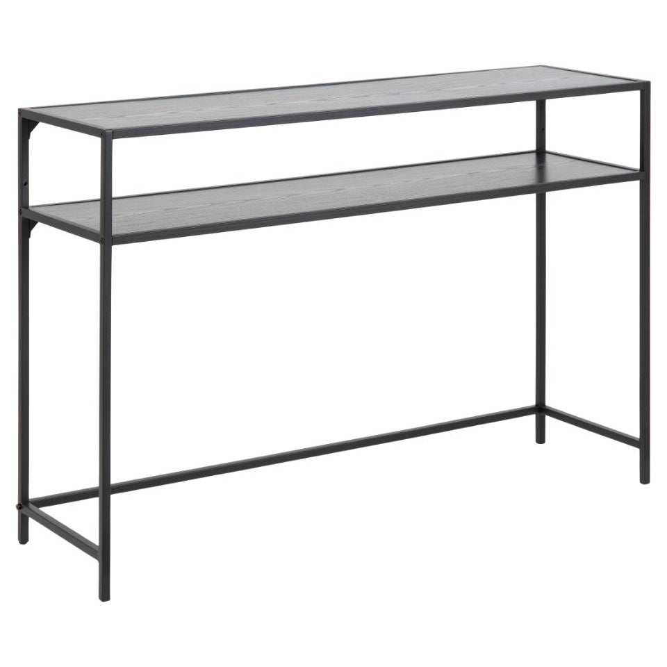 120cm Seaford Console Table Large Shelf Storage Unit In Black 120x35x79cm