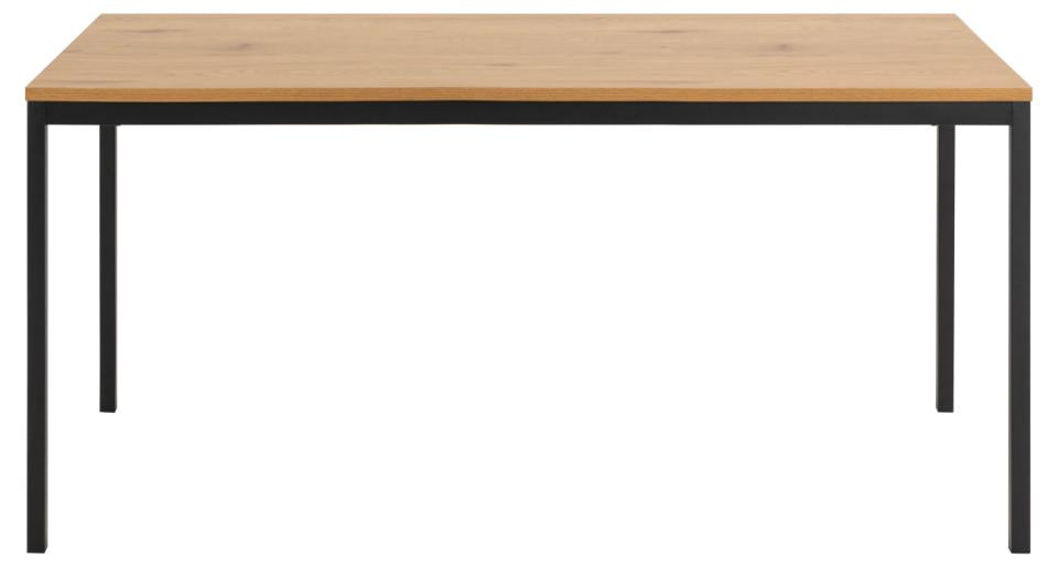 Seaford Rectangle Dining Table With Striking Oak Wood Effect Top And Solid Metal Base 160x80