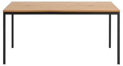 Seaford Rectangle Dining Table With Striking Oak Wood Effect Top And Solid Metal Base 160x80