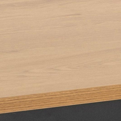 Seaford Rectangle Dining Table With Striking Oak Wood Effect Top And Solid Metal Base 160x80